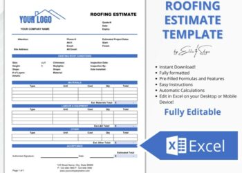 Excel Roofing Estimate Template | Roofer Quote Template | Simple ...